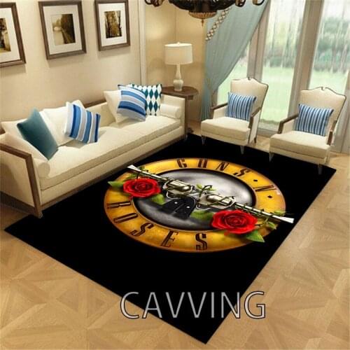 Guns N Roses 3D Printed Carpets Soft Flannel Rugs Mat Rugs Anti-slip Large Rug Carpet Home Decoration for Living Room Bedroom