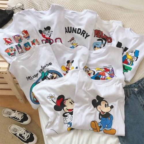 2021 New Disney Mickey Mouse T Shirt Men Women Clothes Summer Short Printed Student T-shirt Girls Boys T Shirt Streetwear