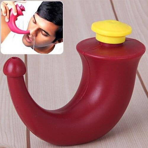 Yoga Neti Pot Nasal Rinsing Nose Nasal Spray Bottle Nose Wash Refillable Bottle Irrigation Red Horn Nasal Cleaner