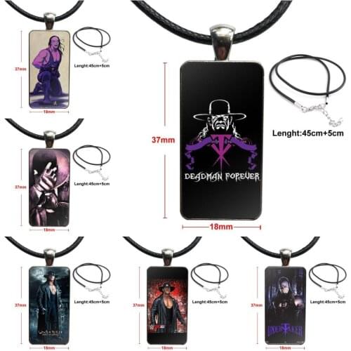 For Wedding Wrestling Superstar The Undertaker Glass Cabochon Choker Pendant Rectangle Necklace Stainless Steel Color Jewelry
