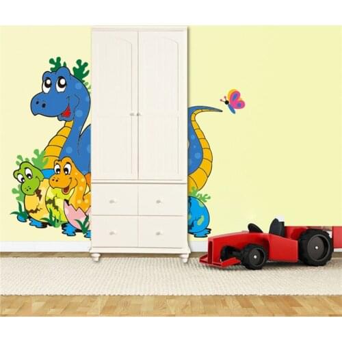 Lovely Dinosaur Family Door Decoration Sticker Living Room Bedroom Wall Decor Mural Decals Posters DIY Self Adhesive Wallpaper