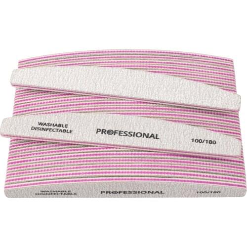 100Pcs Professional Nail File 100/180 Sandpaper Nail Art Sanding Buffer Block Grey Boat Buffing Washable Manicure Nail Tools Set