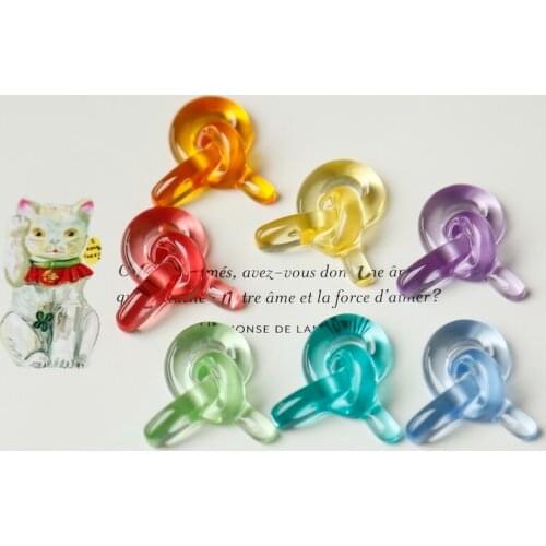 Simple ins wind knotted cute translucent resin half pill earrings patch DIY hand-made jewelry accessories