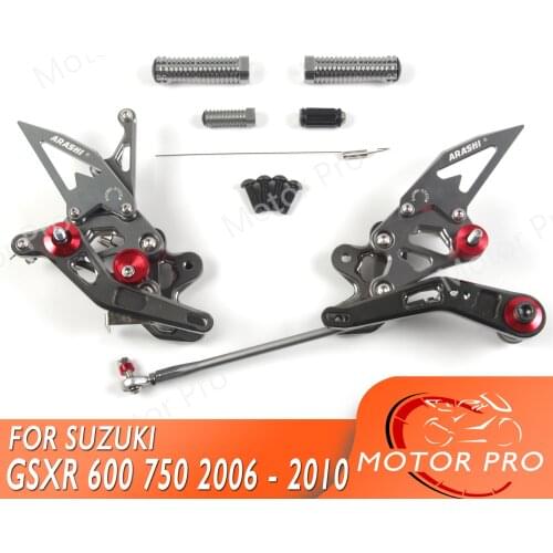 Adjustable Footrests For SUZUKI GSXR 600 750 2006 - 2010 2007 2008 2009 Foot Peg Rearset Pedal GSX-R GSX R GSXR600 GSXR750 GRAY