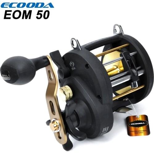 ECOODA Baitcasting Reel Boat Fishing Reel 10kg 6.2:1 7 Ball Bearing Drag Power Drum Trolling Reel EOM 30R/L&50R/L