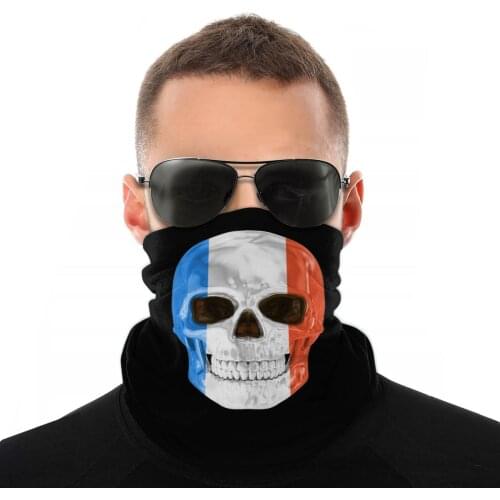 France Flag Skull Scarf Half Face Mask Unisex Fashion Neck Warmer Country Balaclava Bandanas Dustproof Headband Cycling Hiking