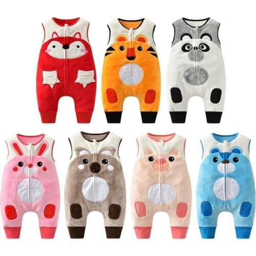 Boys Girls Split Legs Sleep Bag Zipper Warm Cute Animal Pattern Sleeping Bag