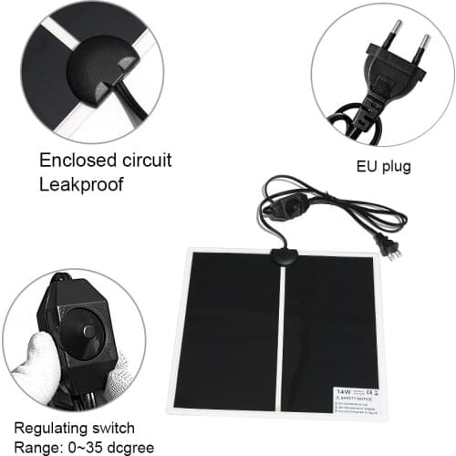 Heating Warm Pad Adjustable Temperature Controller Incubator Mat Tools Terrarium Reptiles Heat Mat 5-45W Climbing Pet