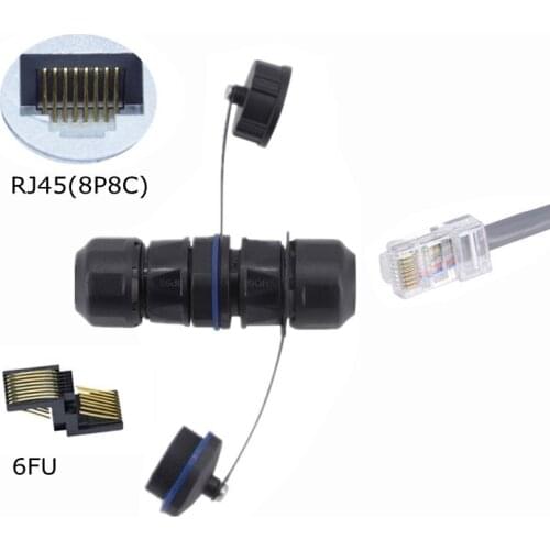 Outdoor Industrial Double Head M20 RJ45 8p8c CAT5e Network IP68 Waterproof Dustproof Connector Extender Plug Socket with 2 Caps