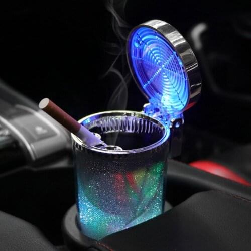 Universal Car Ashtray With Led Lights With Cover Creative Personality Covered multi-function Car Supplies Cup Holder Trash Bin