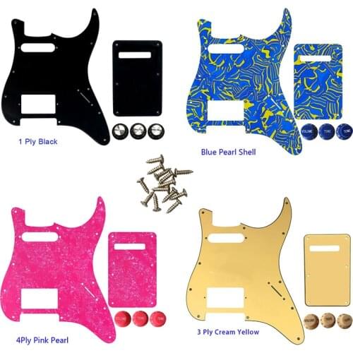 Guitar Parts - For USA/Mexico Fd Strat 72' 11 Screw Hole Standard PAF Humbcker Hs Guitar Pickguard & Back Plate & Control Knob