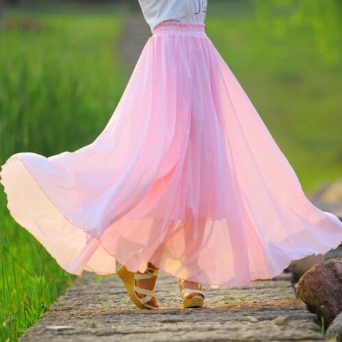 Plus Size s-4xl Fashion Woman Summer new chiffon skirt female sweeping skirt Lady magic fairy skirt bohemian half-length skirt