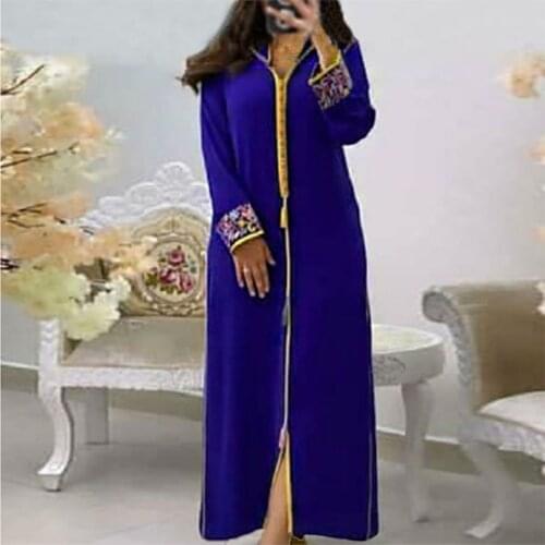 Dubai hijab Long Dress Embroidery Floral Women Hooded 2021 Summer Fashion Long Sleeves Muslim Elegant Maxi Dresses Robe Femme