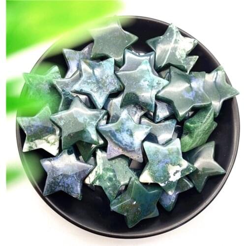 1 or 2 pcs Natural Moss Agate Quartz Crystals Star Shaped Stone Healing DIY Gemstone Decoration Natural Stones and Minerals