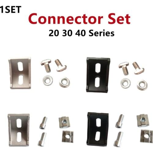 1Set 2028 3030 4040 Aluminum Profile Connector Set For 20 30 40 Series Corner Bracket Hex Flange Nuts T Bolt Screws Slide Nut