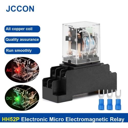 1Pcs JZX-22F HH52P Electronic Micro Mini Electromagnetic Relay 8PIN Coil DPDT 5A With Socket Base DC24V AC220V AC24V DC220V