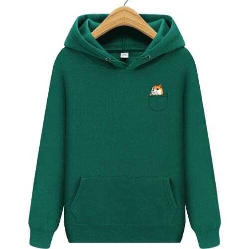 2021 New Popular Mens Casual Hoodies Streetwear Pocket dog printed Sweatshirt Pullover Sportswear Male Leisure Jacket Hood