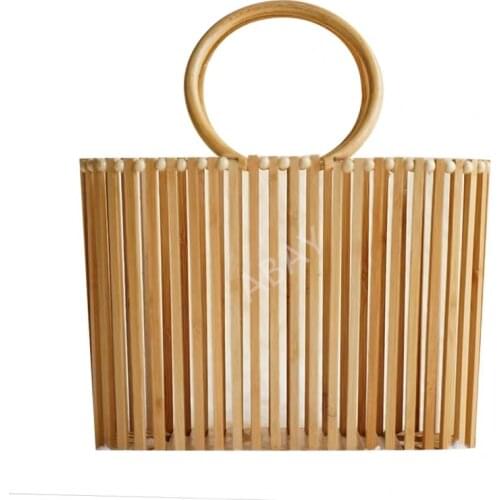2020 new womens bamboo handbag Bohemia holiday beach bag womens hollow woven rattan bag Summer Fashion Bracelet bamboo bag