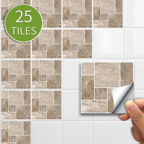 25pcs/set 3d Tile Stickers Modern Wall Stickers terrazzo Kitchen Bathroom Renovate Wallpaper Room Decoration Wallstickers Decor