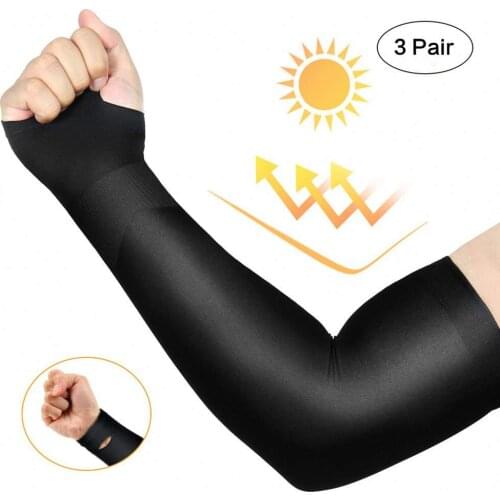 3 Pairs Arm Sleeves Warmers Sports Sleeve Sun UV Protection Hand Cover Running Fishing Cycling Ski Breathable Sunscreen Bands