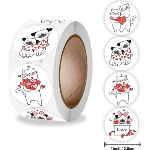 500pcs/Roll Cute Cat Dog Series Learning Reward Sticker Fashion Classic Home Decoration Seal Stickers For Kids Gift