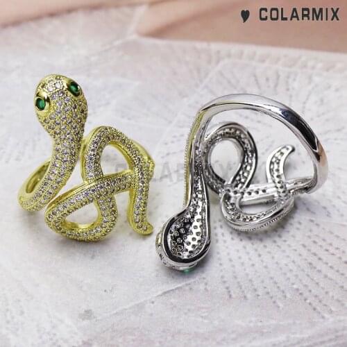 8Pieces S rings zircon stone jewelry mix colors Zircon shape rings for women luxury jewelry high quality adjustable 51166