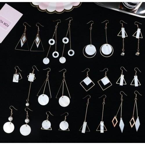 Asymmetrical Long Acetate Geometric Transparent Earrings Of Korean Shell Petals Branch Statement Earrings Simple Woman Jewelry