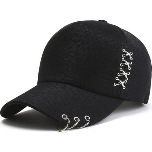Mountain Demons 2021 Summer Fashion Metal Cross Iron Ring New Baseball Cap for Women and Men Sunshade Decoration Casual Hip Hop