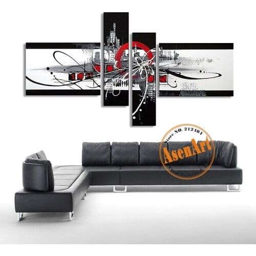 Unframed 4 Panel Wall Art Abstract Canvas Paintings Hand Painted Oil Painting Wall Art for Living Room Abstract wall Pictures