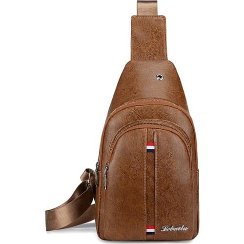 Business Mens Casual Shoulder Bags Wear-resisting Multifunctional Mens Chest Bag Waterproof Pu Material Mens Shoulder Bags