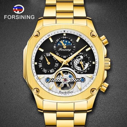 FORSINING Royal Automatic Mechanical Watches Stainless Steel Moon Phase Design Fashion Male Watch Top Brand Luxury Clock