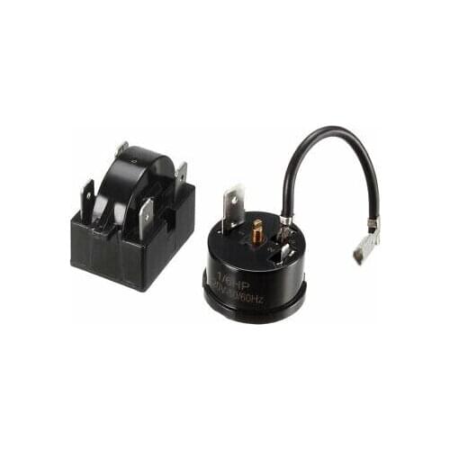 Refrigerator PTC Starter Relay 15 Ohm 4 Pin + Compressor Overload Protector 1/6HP