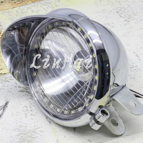 Chrome Motorcycle LED Spot Light Fog Light Head Lamp With Angel Eye For Harley Honda Kawasaki