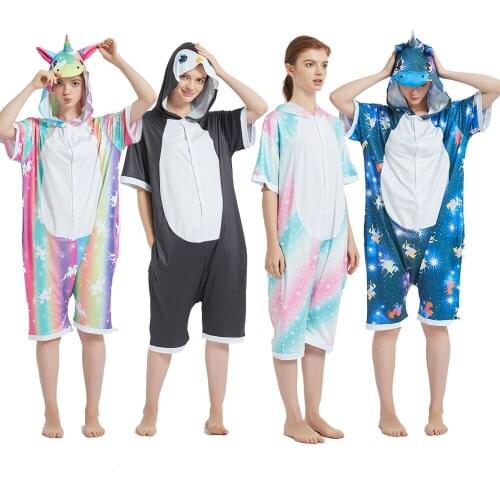 Summer Animal Cartoon Unisex Adult Kigurumi Unicorn Boy Pajamas Unicorn Costume Dinosaur Pajamas