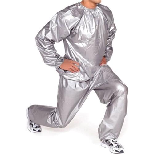 Heavy Duty Fitness Weight Loss Sweat Sauna Suit Exercise Gym Anti-Rip Silver