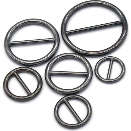 Gunmetal Slide Round Buckle Zinc Alloy Tri Glide Buckles Slide Buttons Fasteners Webbing Strap for Bag Belt Bags Fashion Parts
