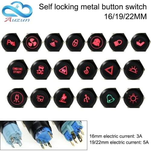 16/19/22MM Metal Button Switch Self-locking Oxidizing Black Multi-style Figure Master Switch Can Be Customized 12/24/110/220V