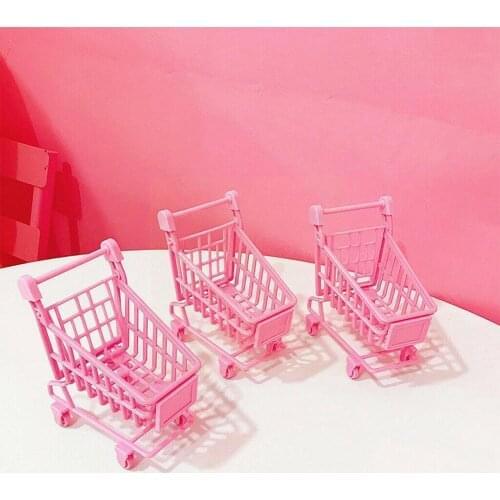 Mini Pink Fashion Shopping Cart Cute Cake Toy Decoration B6A6