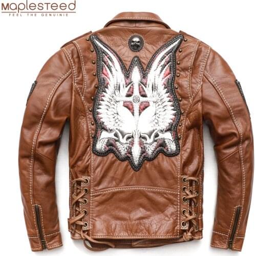Customized Motorcycle Biker Jacket Men 3D Pattern Professional Technical Thick Cowhide Leather Coat Winter M-8XL Asian Size M466