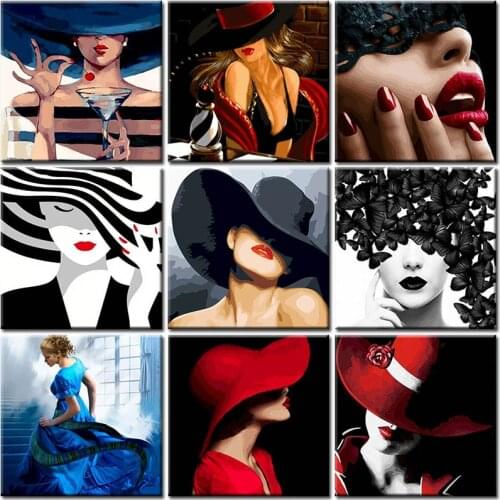 Fashion Girl Oil Painting By Numbers Kit On Canvas With Frame Handmade Drawing Paint For Adult Picture Color By Number Decor Art