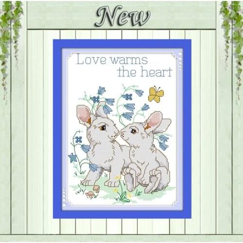 Two little rabbits love Counted Printed on canvas DMC Needlework Kits Embroidery Sets DIY 14CT 11CT Cross Stitch decor painting