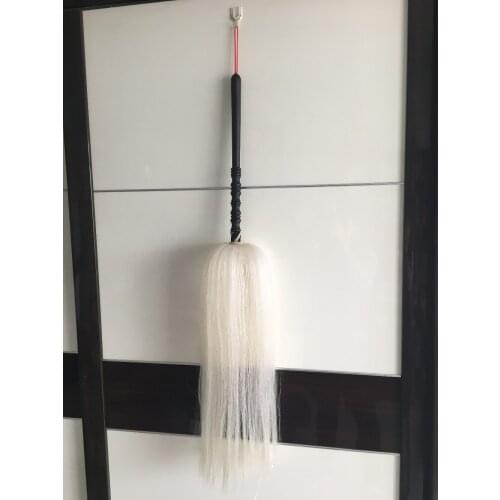 1PC Buddha of dust natural White Horse Tail Hairs with ebony handle