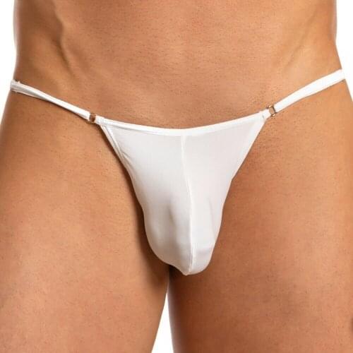 New Mens Sexy T Back Bikini Underpants Soft Pouch Enhancing G String Ice Silk Underwear Mens Underwear Thong Ultra-thin Exotic