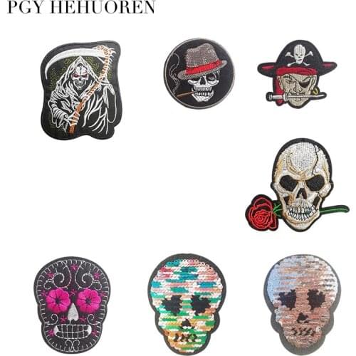 PGY Clothing ingredients punk wind cloth stickers skull DIY knitting embroidery stitch repair jacket coat badge decoration