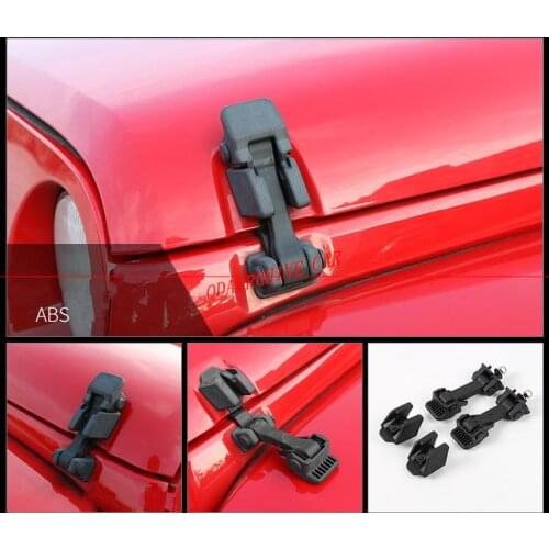 QDAEROHIVE ABS Car Exterior Protect Black Lock Hood Latch Catch Decoration For Jeep Wrangler JK For Jeep Wrangler JK 2007-2017