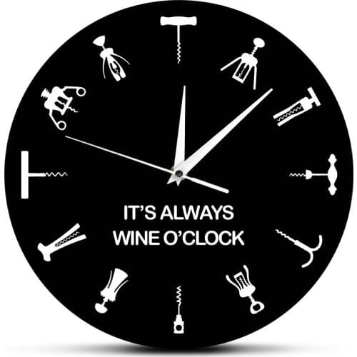 Different Cocktail Openers As Numbers Home Bar Wall Decor Its Always Wine O'clock Wall Clock Bottle Opener Art Wine Lover Gift
