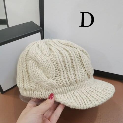 HT483 Warm Winter Hats Soft Beanie Cap With Brim Thick Winter Knitted Hats For Women Dropshipping