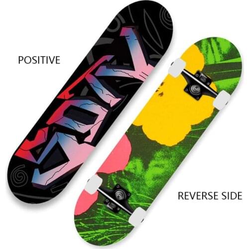 Skateboard 31 Inch 7 Layer Maple Alloy Bracket Double-Sided Dream-Flower Pattern Skateboard for Kid Gift Beginner Skateboards