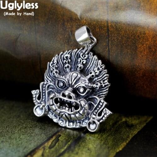 Uglyless Religious Gifts Jewelry Buddhistic Devil Pendants for Men Cool Thai Silver Necklaces NO Chains 925 Silver Bijoux P977