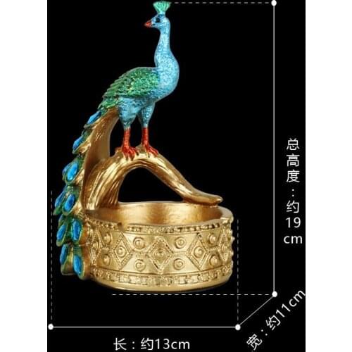 Unique lovely Colored peacock modeling resin ashtray Peacock decorated with ashtrays